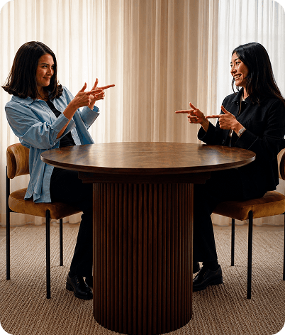 Professional speaking with a colleague